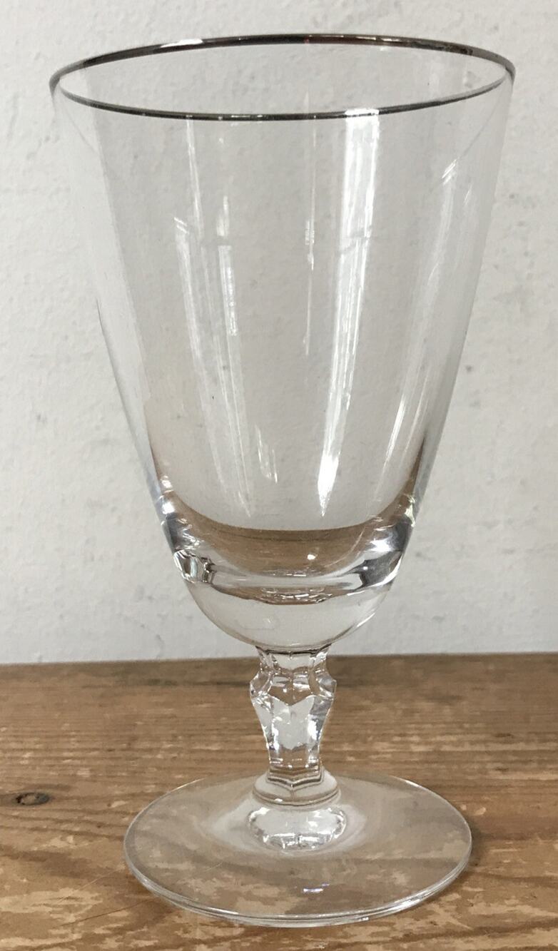 Vintage Antique Silver Rimmed Small Short Sherry Port Cordial Wine Glass 4.75“